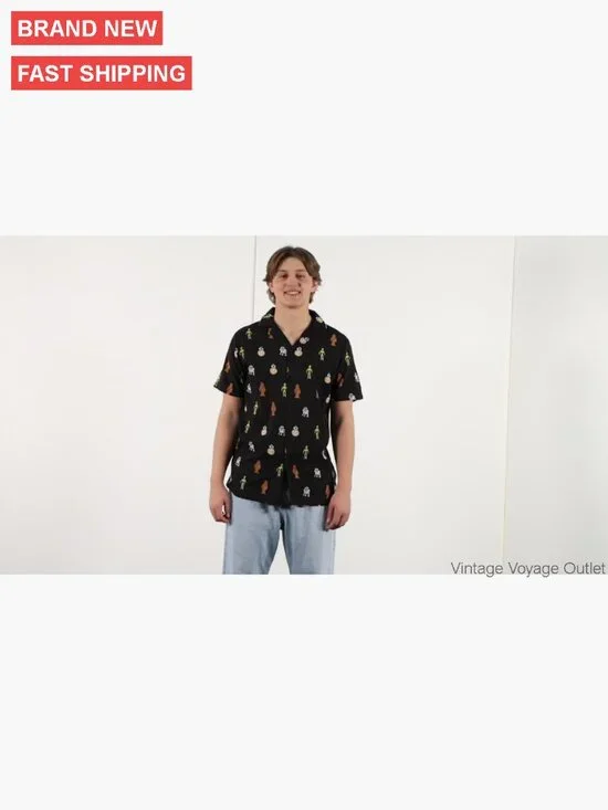 Men's Star Wars Button Up Camp Shirt, Short Sleeve, Loose Fit, Lightweight - Picture 7 of 7